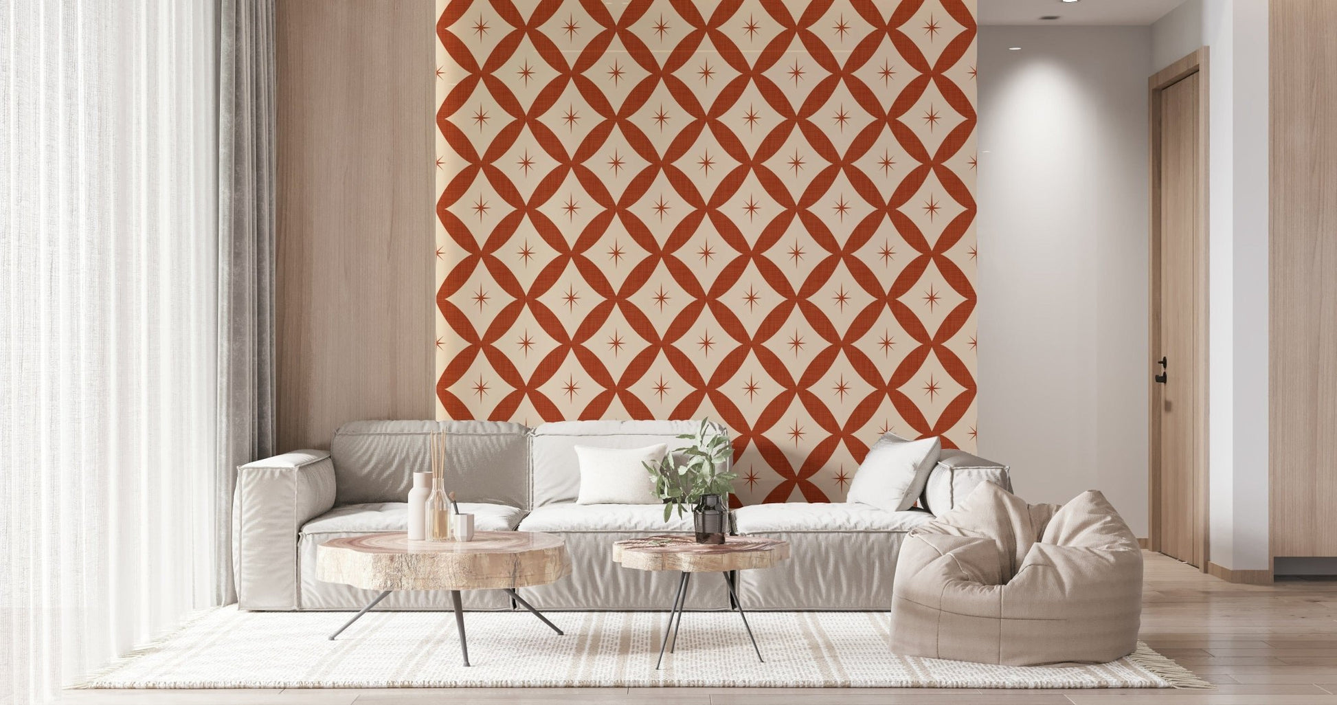 Wallpaper quixotic geometric starburst medallion motif.