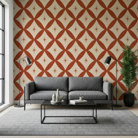 Wall Mural whimsical starburst tile wallpaper retro style.