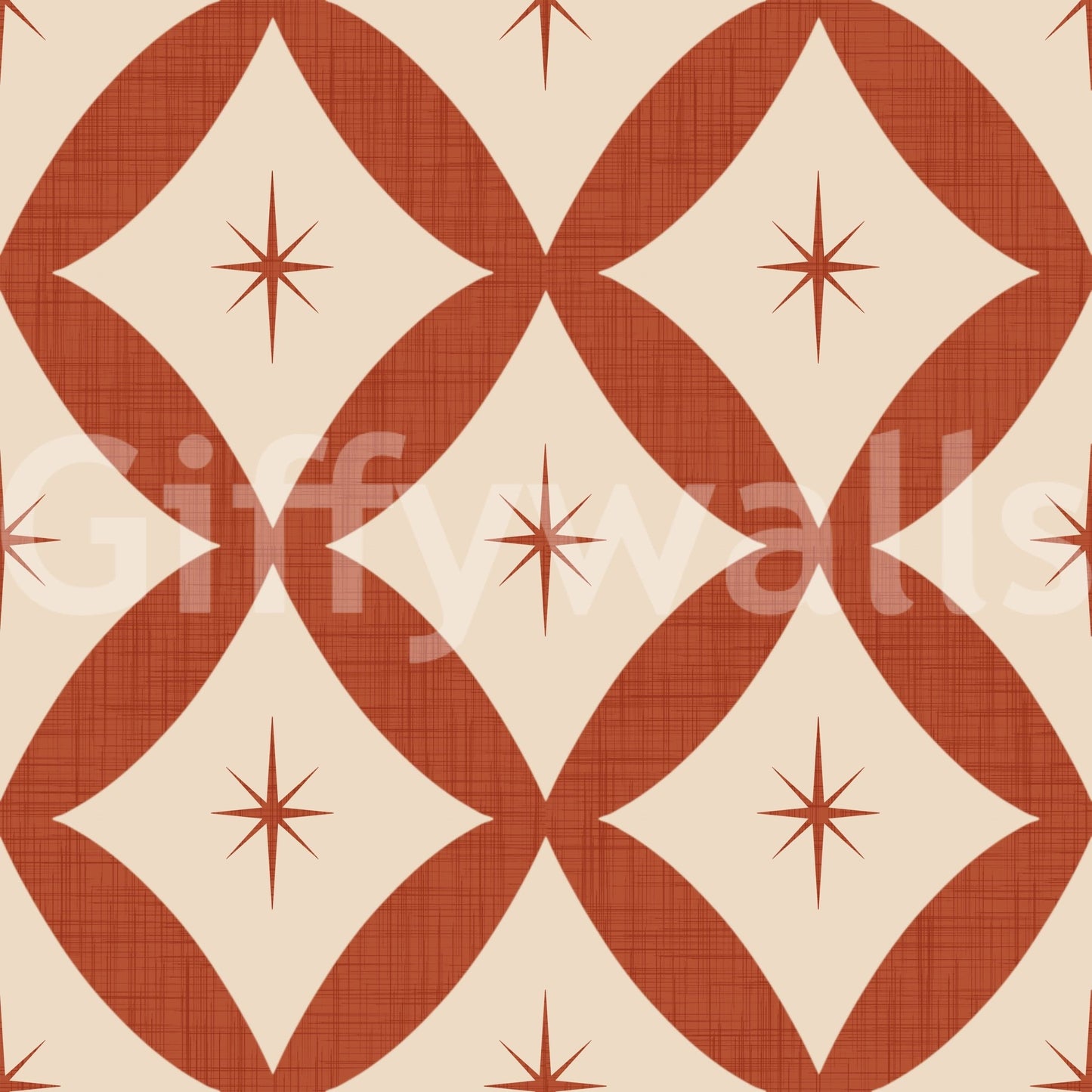 Retro Starburst Tile Wallpaper radiant spice orange colorway.