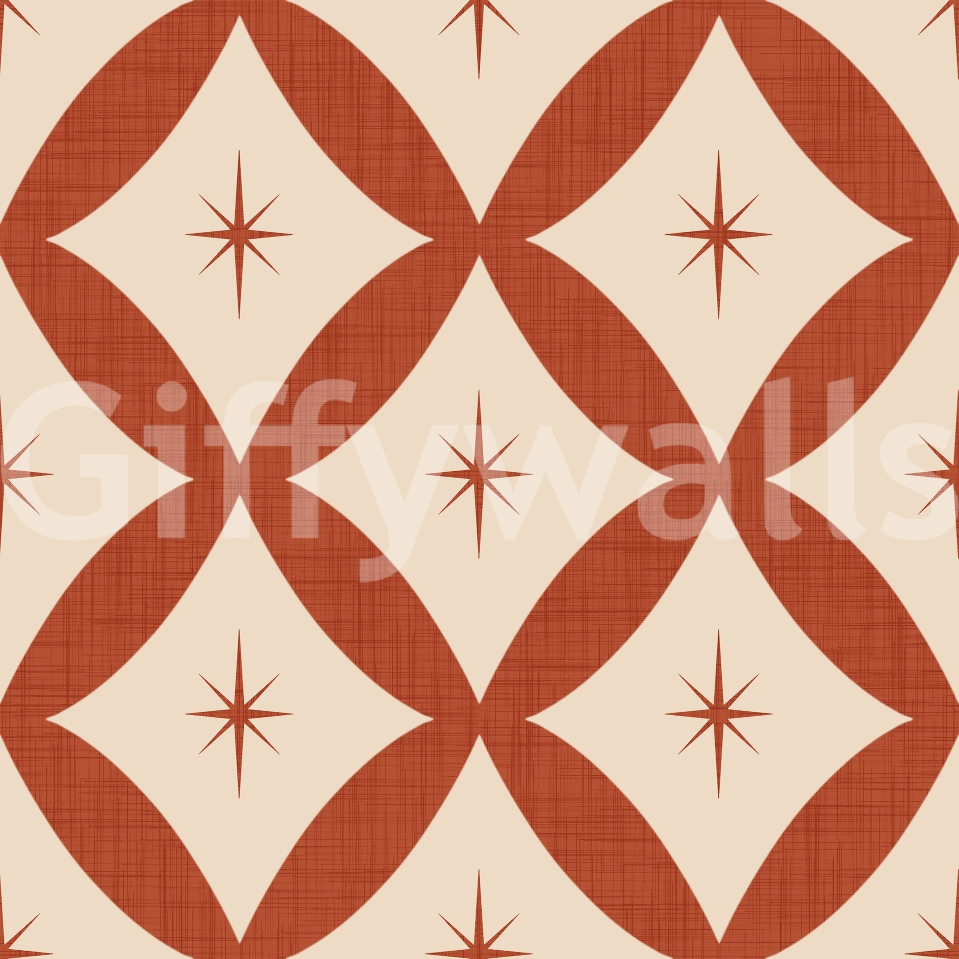 Retro Starburst Tile Wallpaper radiant spice orange colorway.