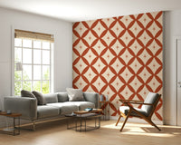 Retro Wallpaper sunburst geometric overlap tile print.
