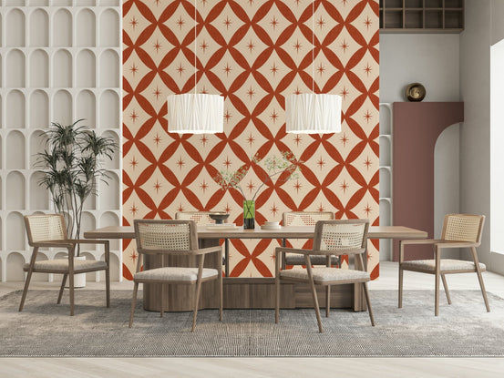 Retro Starburst Tile Wallpaper pattern; jovial interlock design., GD6572