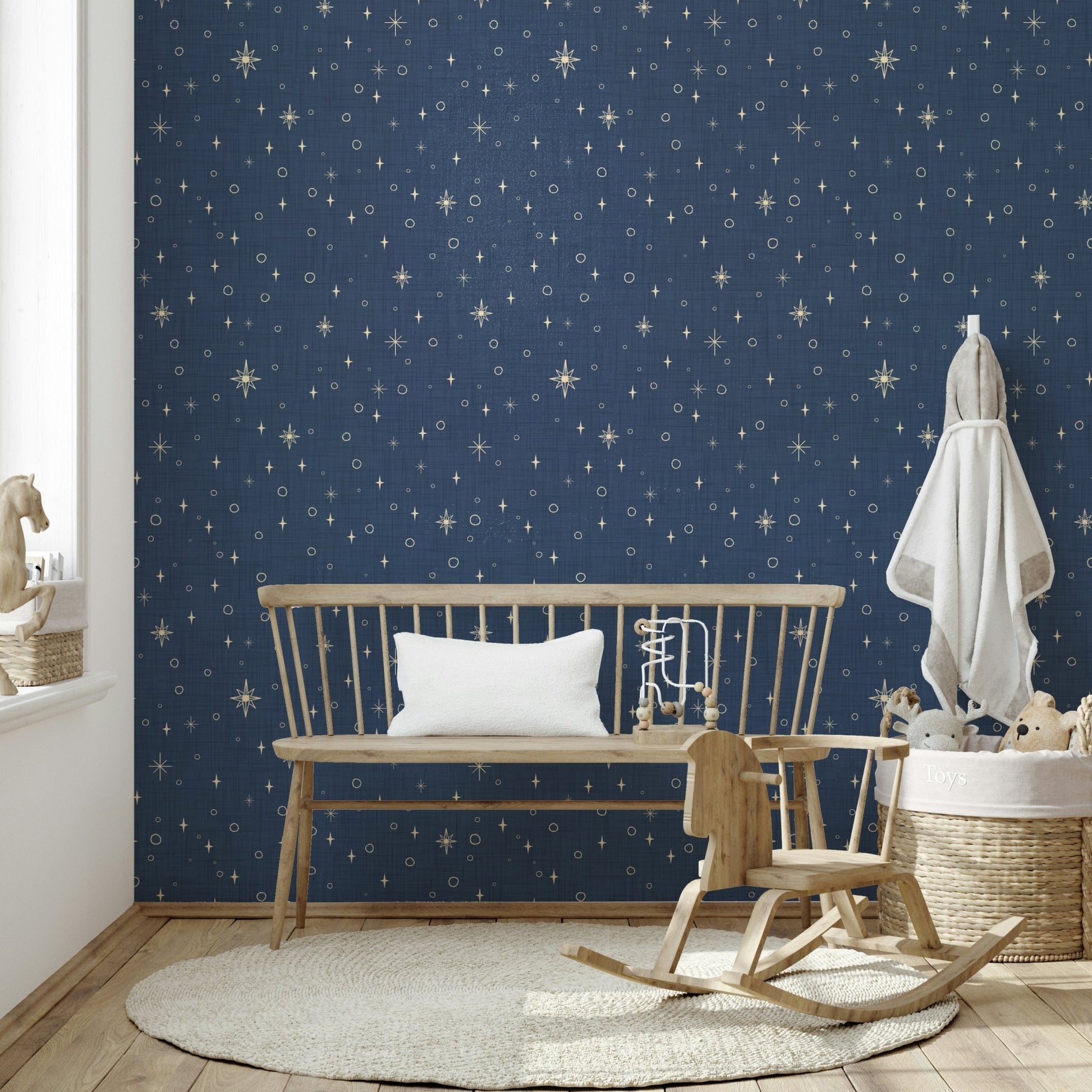 Retro starry night wallpaper in burnt amber
