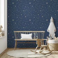 Retro starry night wallpaper in burnt amber
