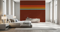 Minimal retro wall mural with warm orange and yellow stripe detail, GD9265