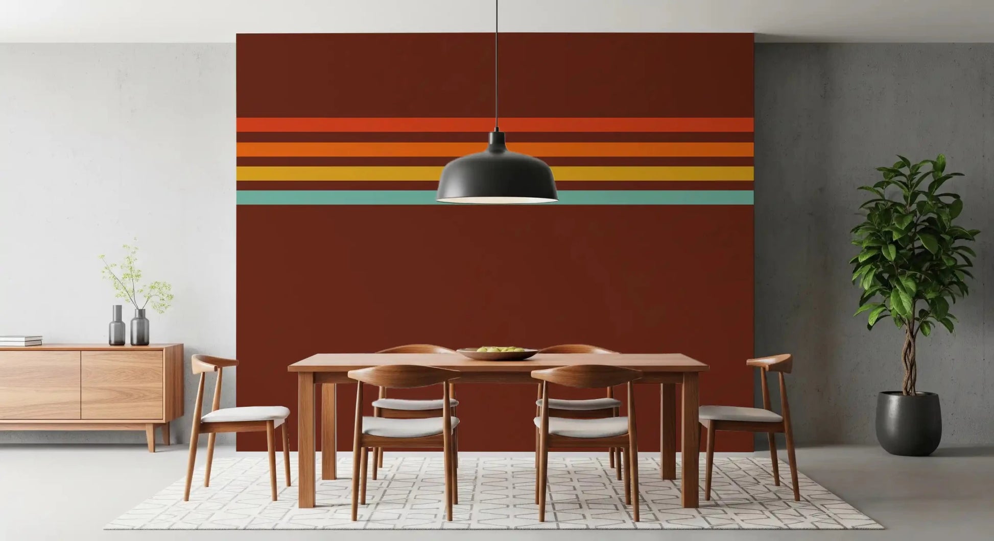 Retro Stripe Horizon wall mural adds a simple linear pattern to the wall, GD9265