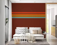 Clean horizontal accents shape the Retro Stripe Horizon wall mural surface, GD9265