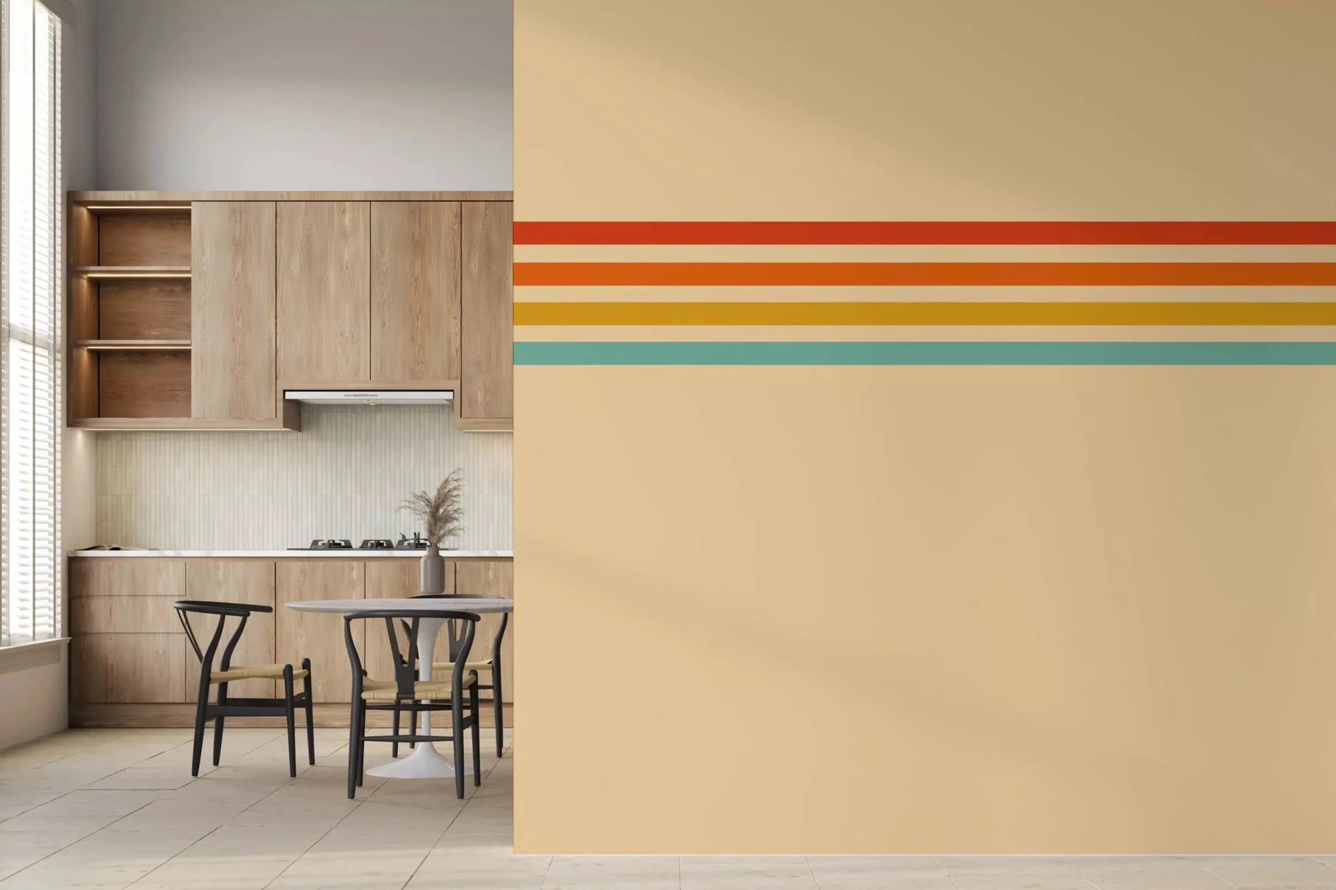 Vintage stripe styling shapes the Retro Stripe Revival wall mural surface, GD9264