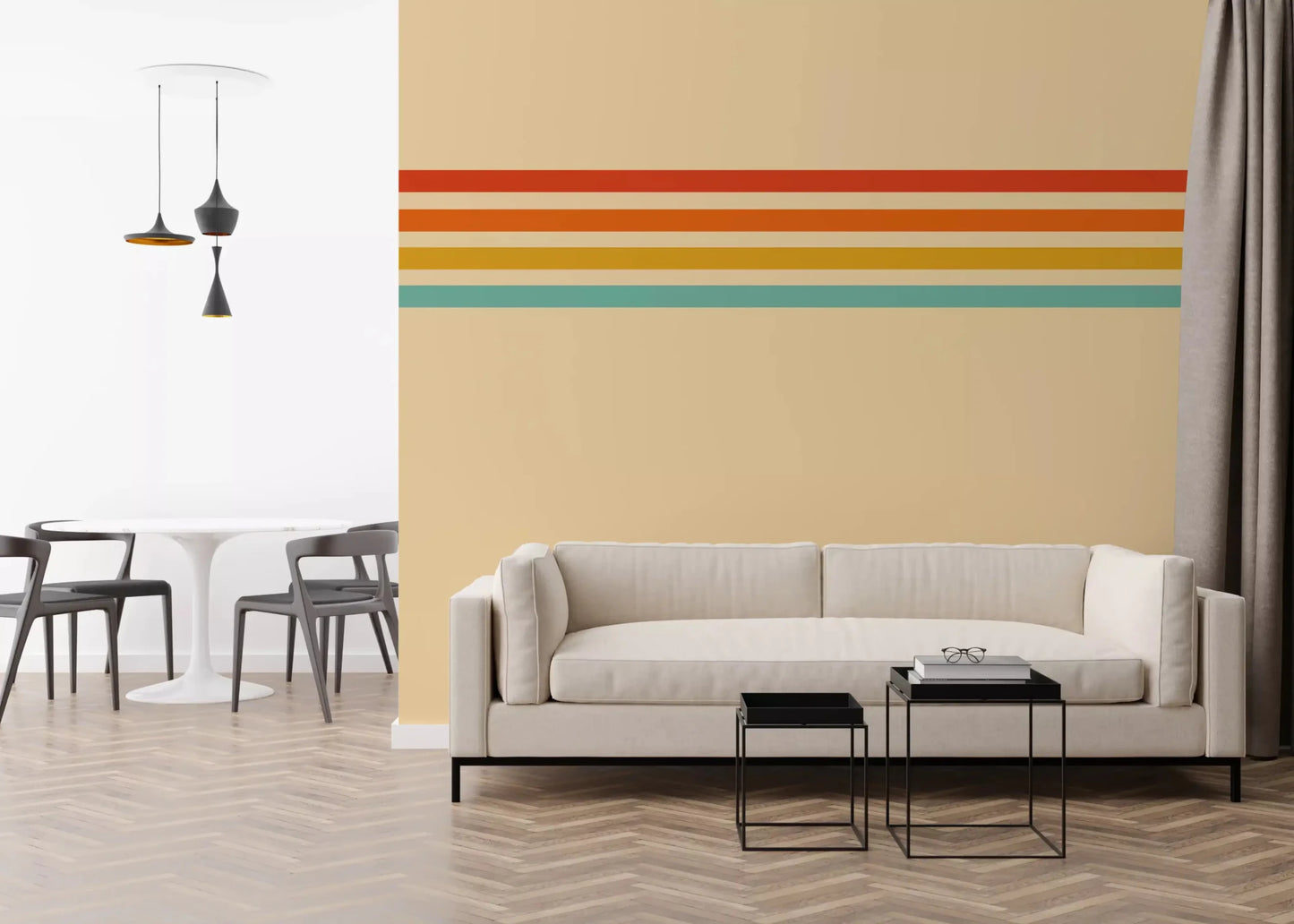 Retro Stripe Revival wall mural brings a neat linear pattern to the wall, GD9264