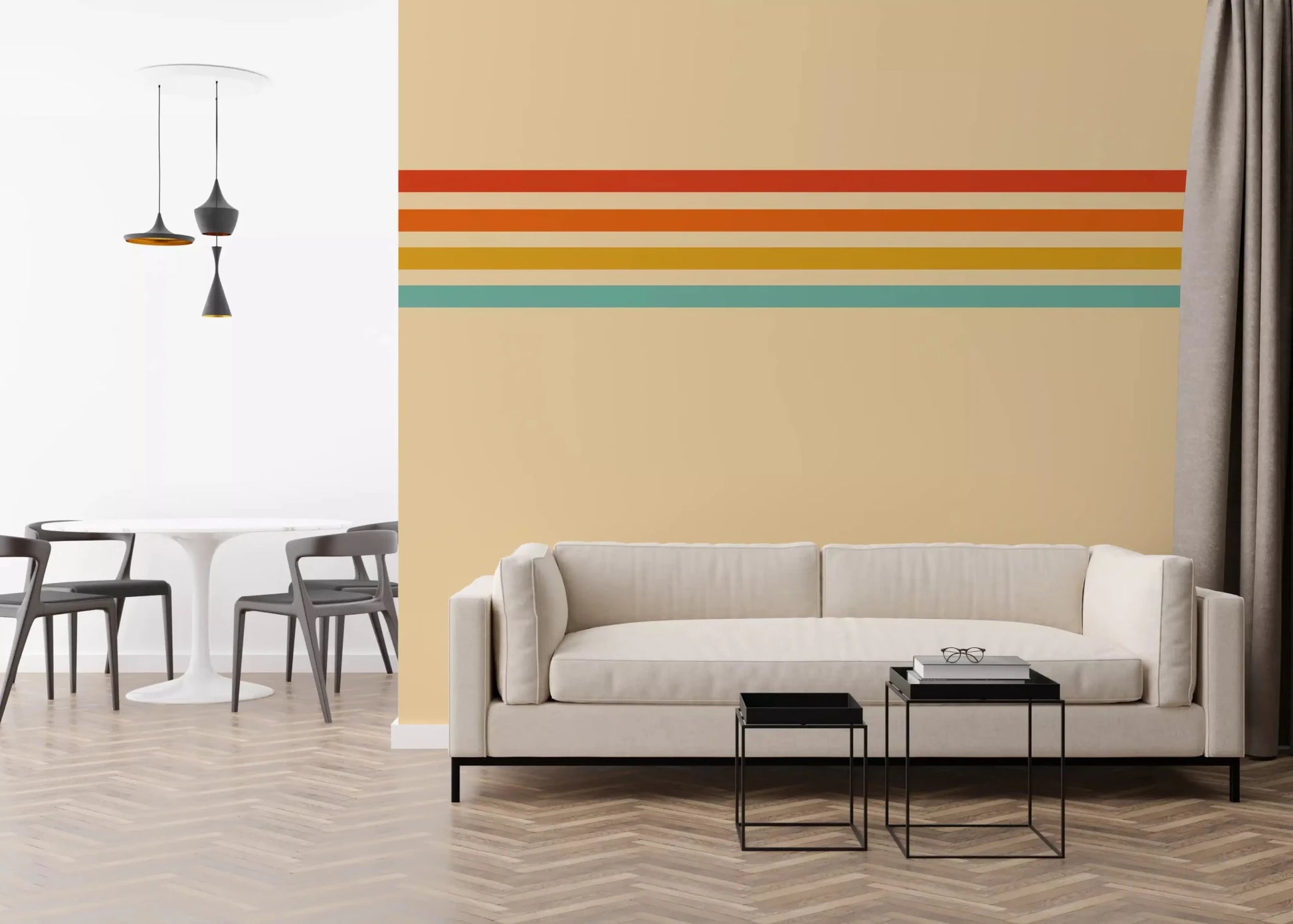Retro Stripe Revival wall mural brings a neat linear pattern to the wall, GD9264