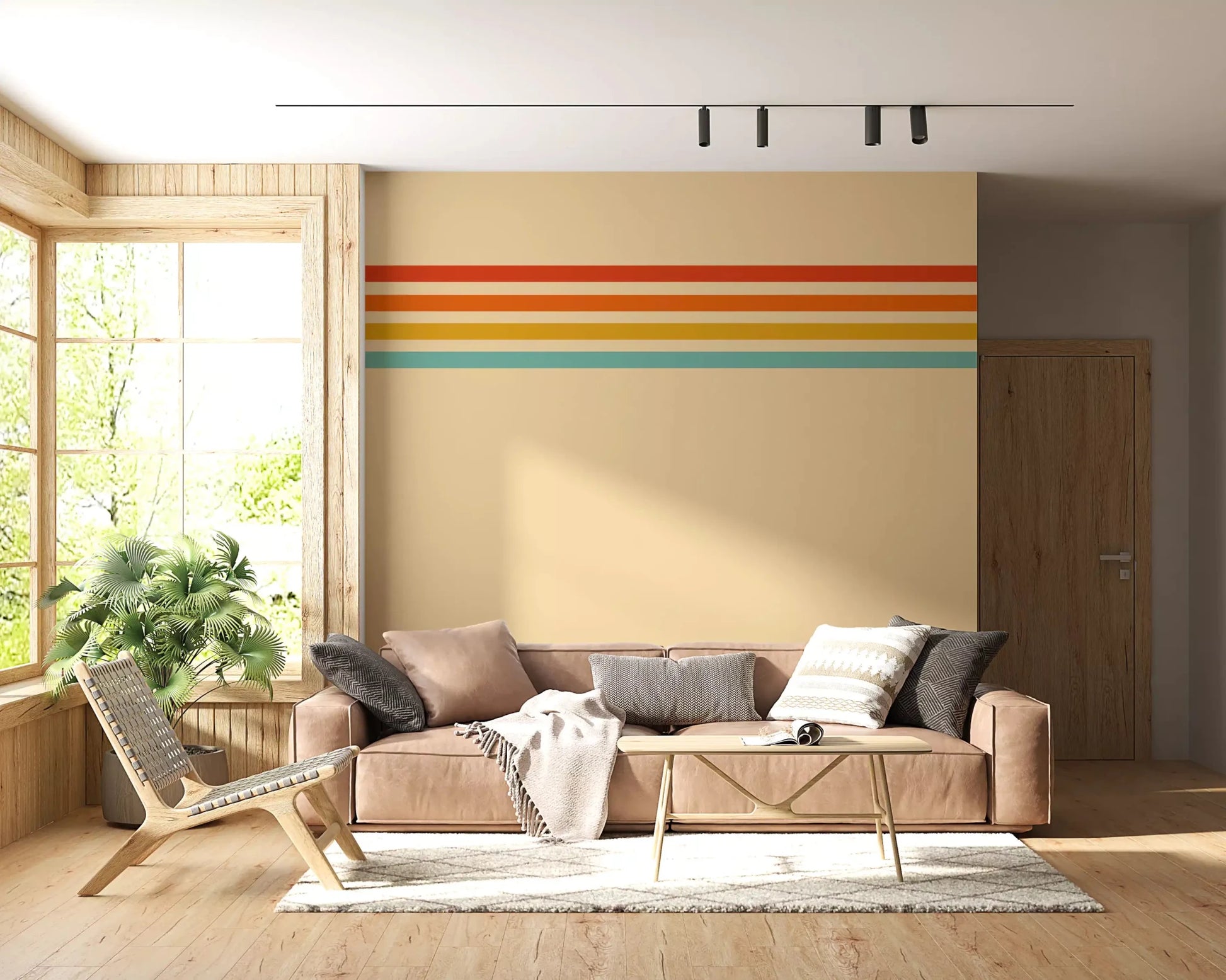 Clean graphic bands define Retro Stripe Revival wall mural with simple depth, GD9264