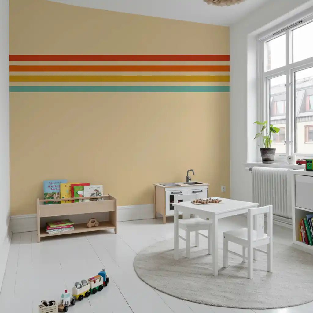 Horizontal stripe detail creates a structured Retro Stripe Revival wall mural, GD9264