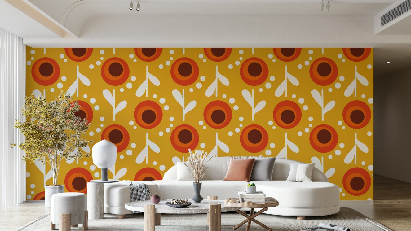 Vintage floral design in orange

