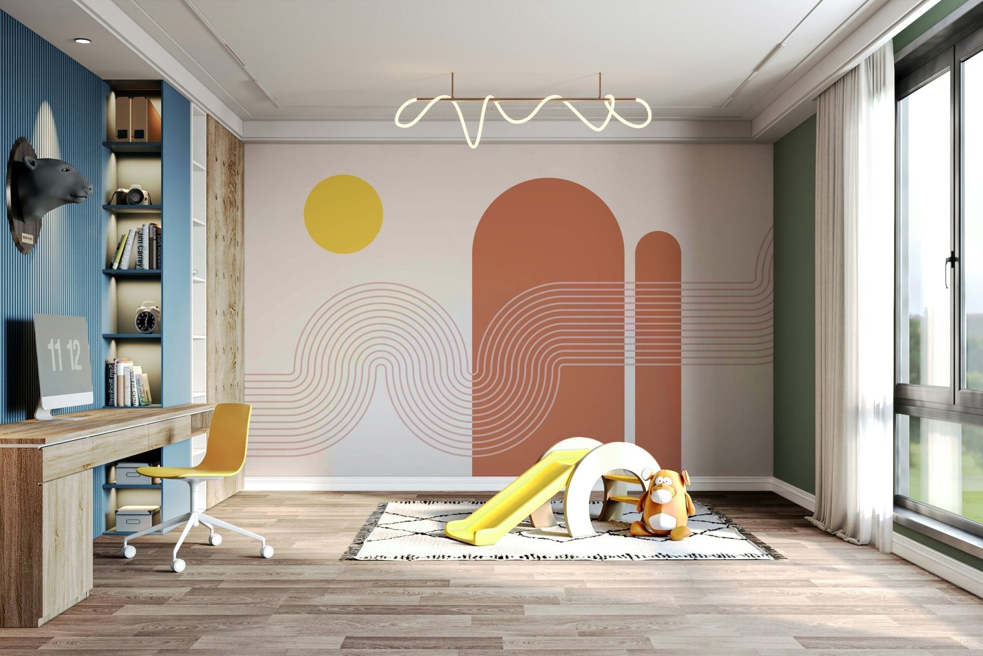 Cozy and energetic mural wallpaper pattern

