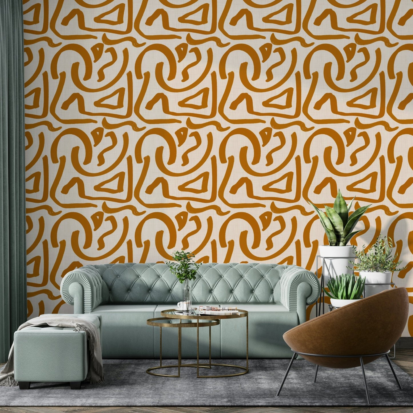 Mid century modern retro terra scribbles art GD653

