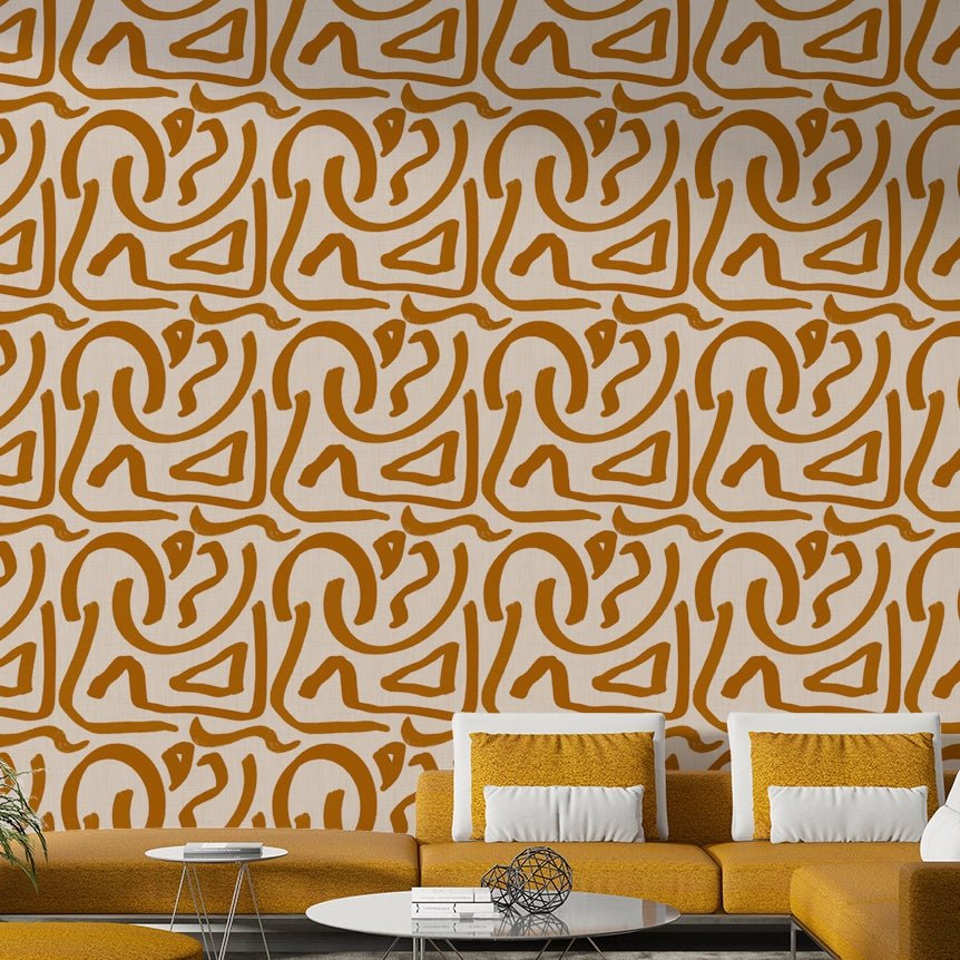 Mid century terra scribbles abstract wallpaper GD653

