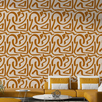 Mid century terra scribbles abstract wallpaper GD653

