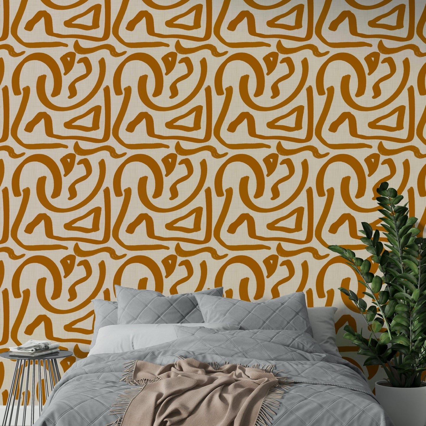 Brush stroke retro terra scribbles wallpaper GD653

