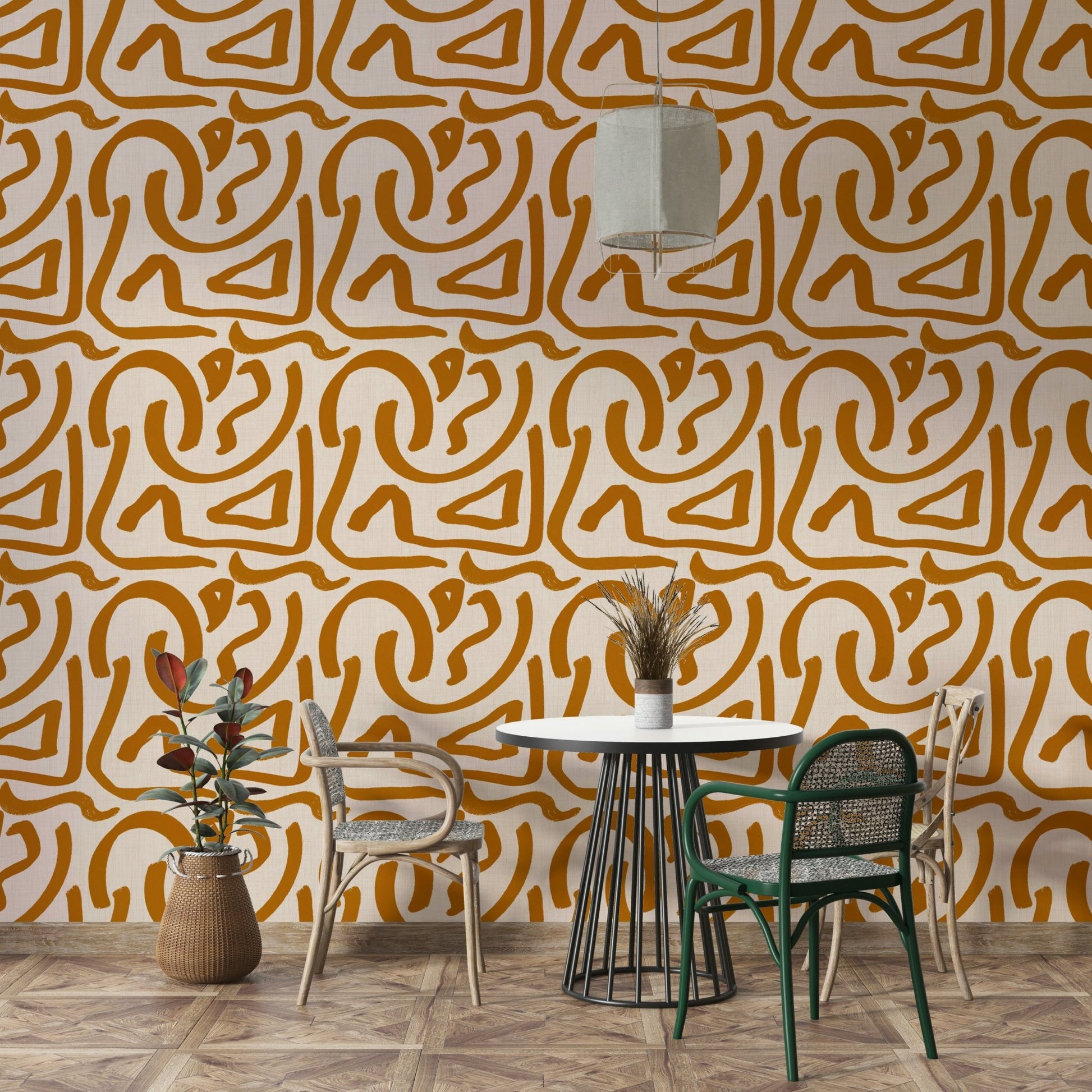 Retro terra scribbles abstract brush wallpaper GD653

