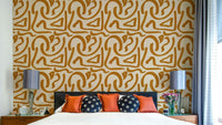 Mid century abstract terra scribbles wallpaper GD653

