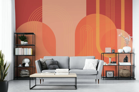 A wall mural of a geometric arc pattern. GD3602

