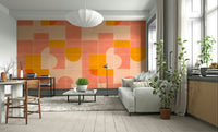 Muted color geometric wall pattern
