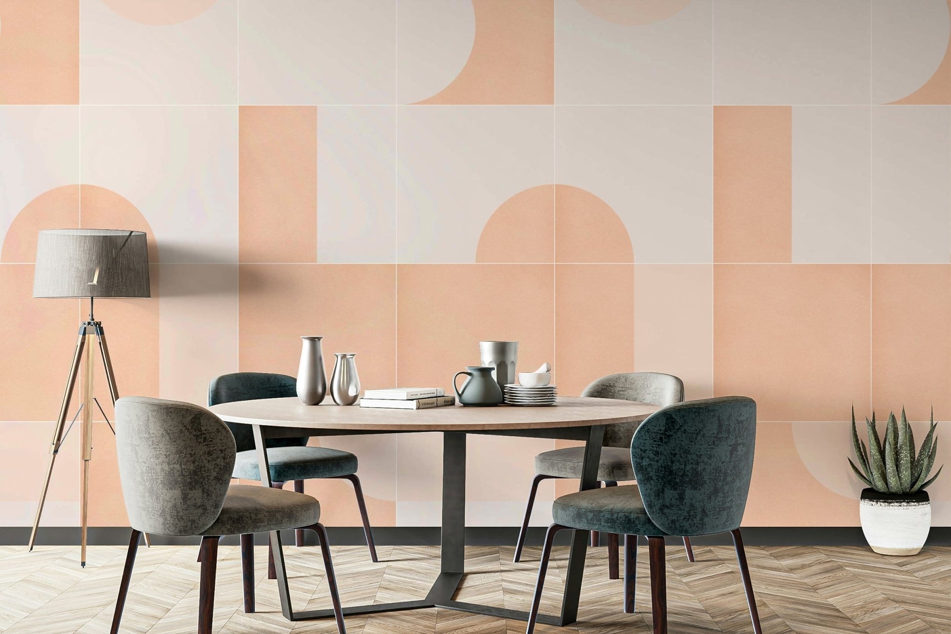 Encaustic tile-inspired wall mural
