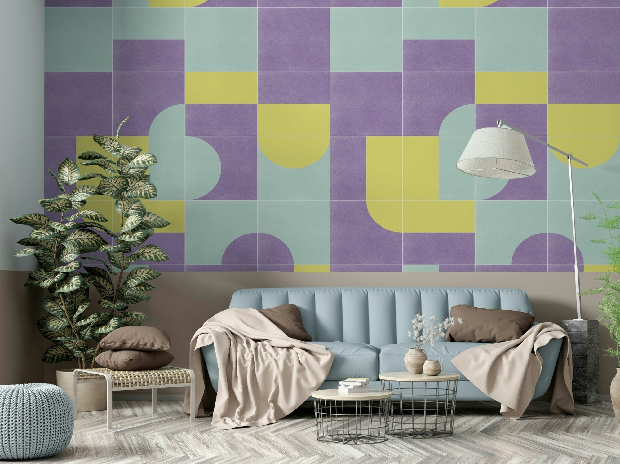Retro Tiles 07 mural wallpaper full view, GD2587