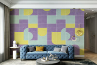 Wall featuring faded geometric tile design

