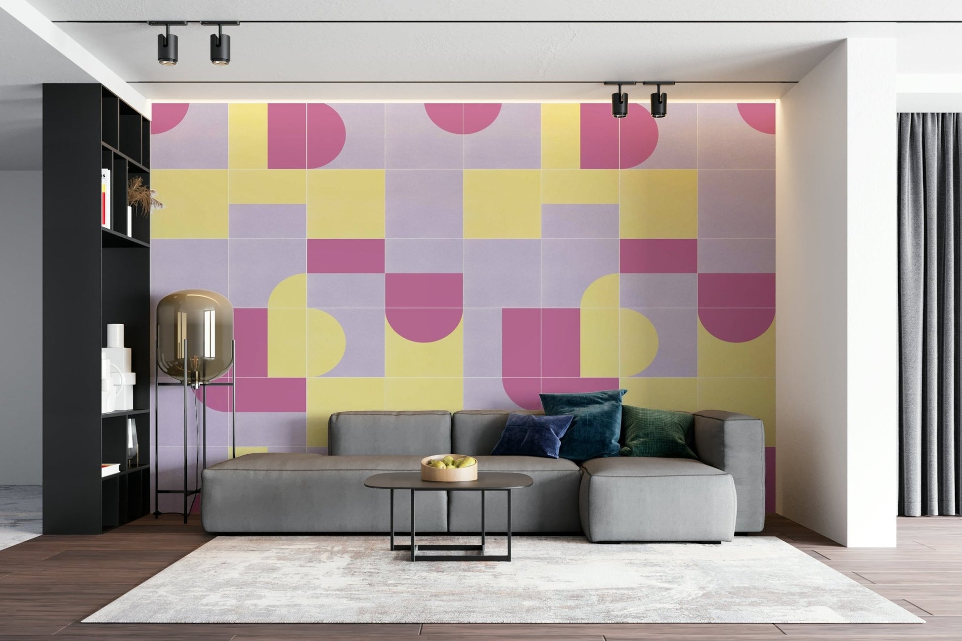 Classic mural wallpaper with a rustic edge

