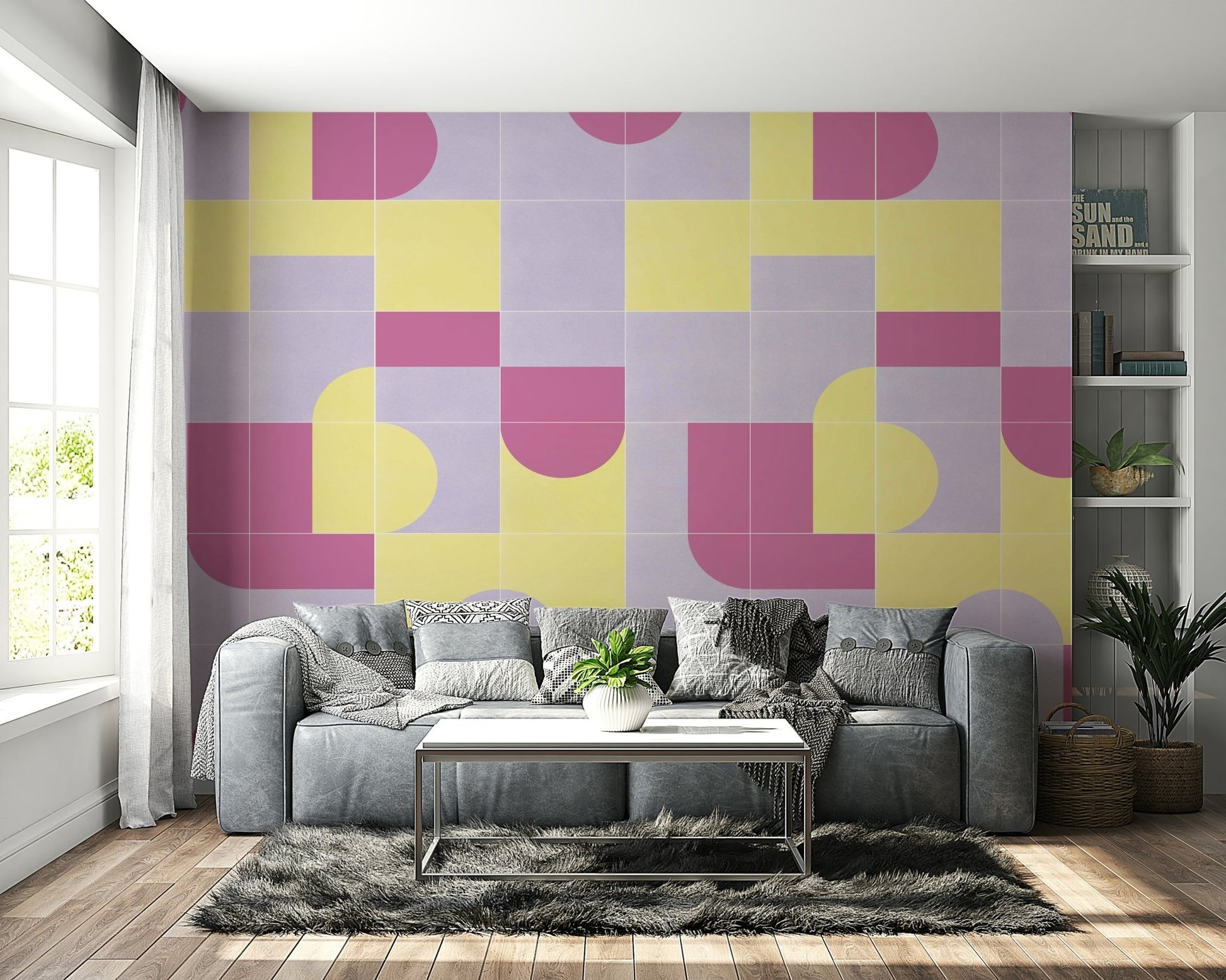 Decorative tile print in muted tones

