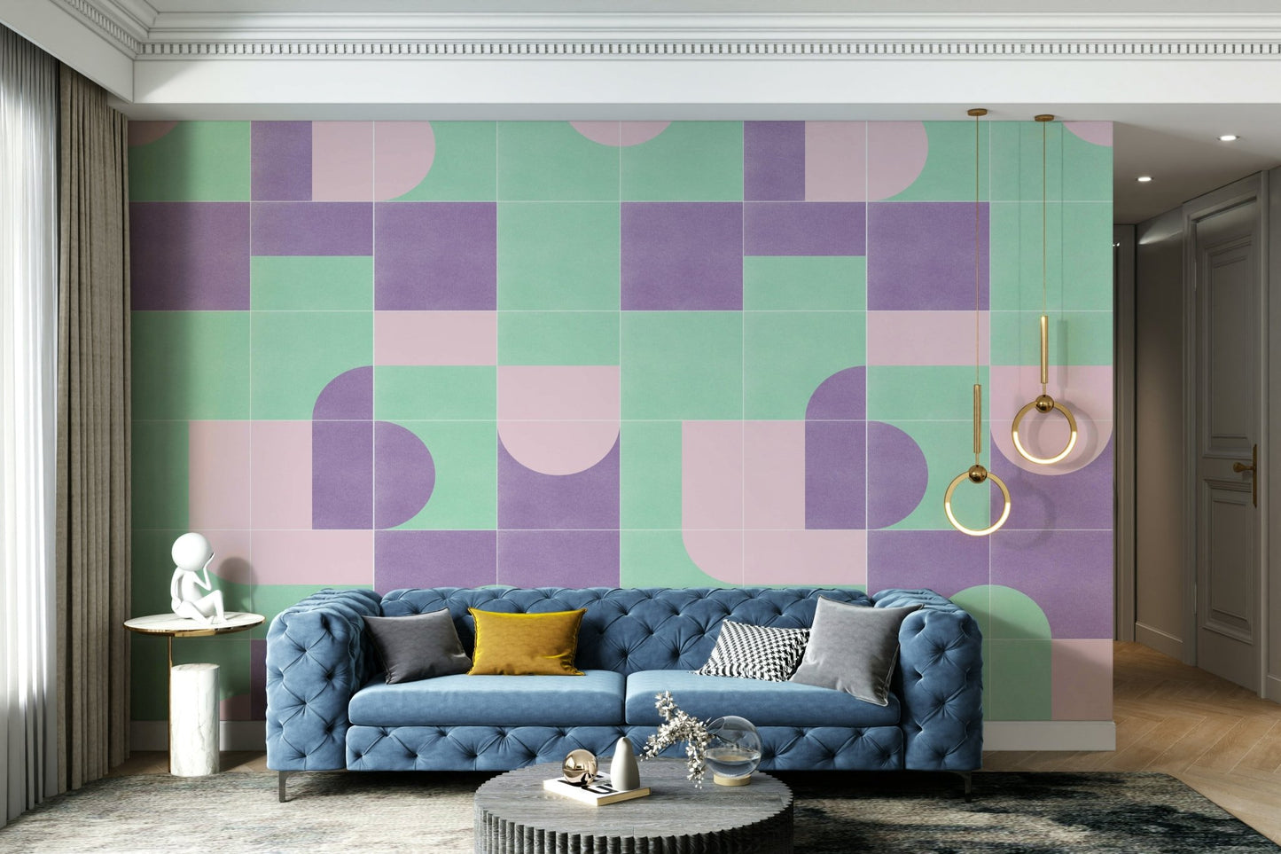 Warm tones on retro wall mural

