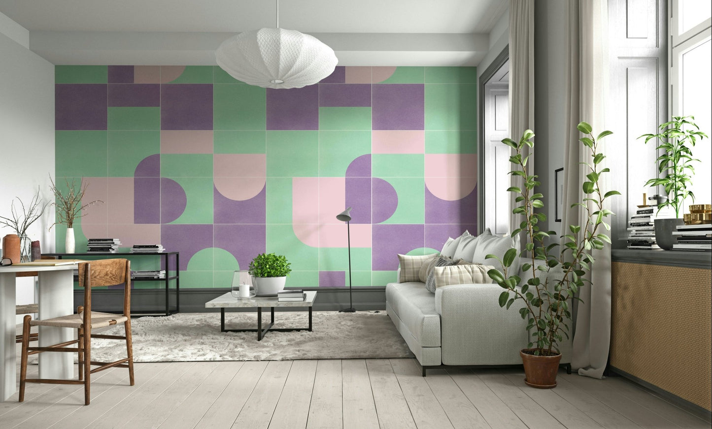 Retro Tiles 09 mural wallpaper full view

