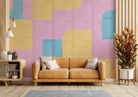 Warm and faded mural with tile look

