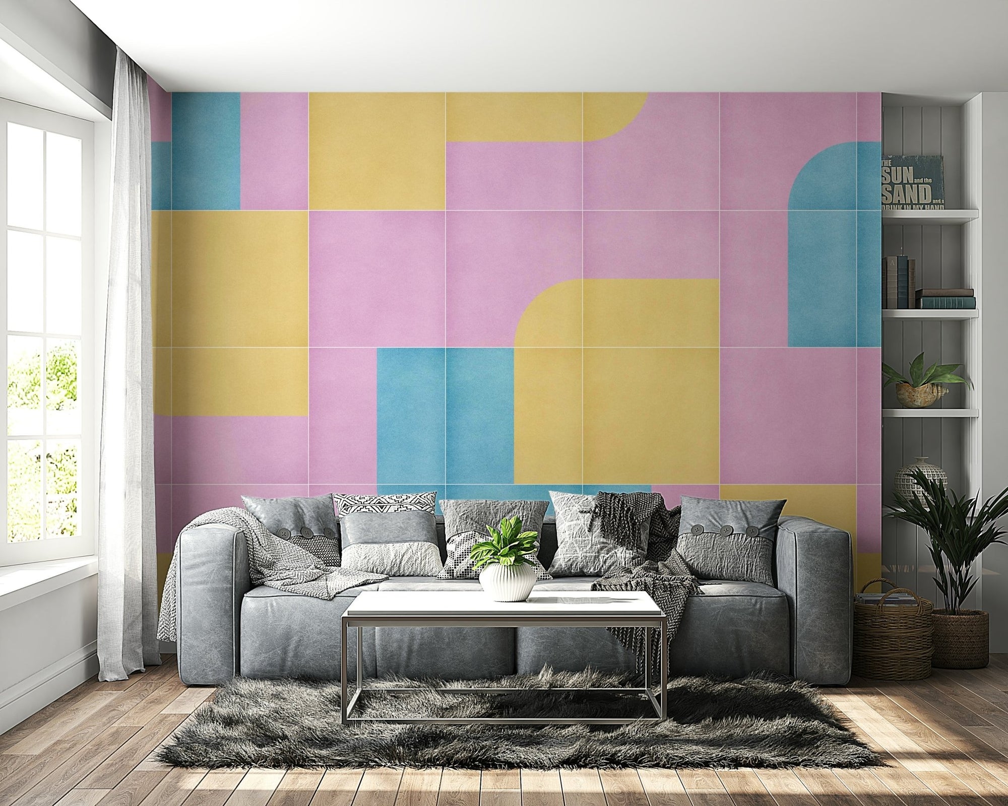 Retro Tiles 10 mural wallpaper close-up, GD2590