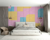 Neutral tile mural wallpaper full view

