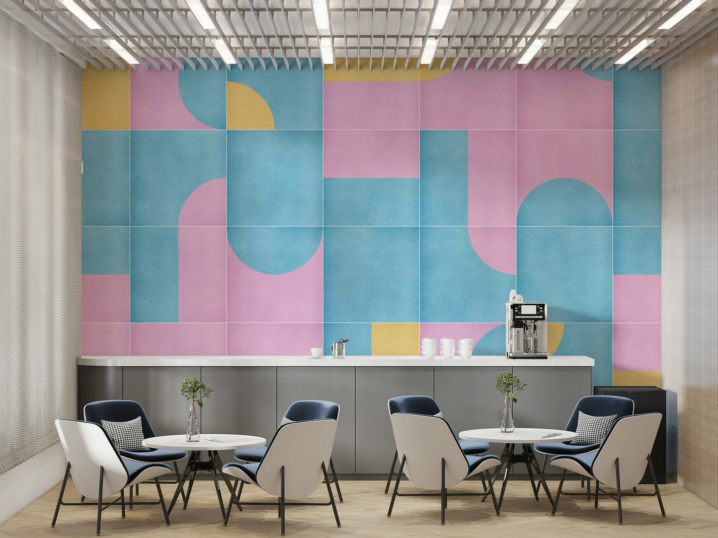 Light-toned geometric tile wallpaper
