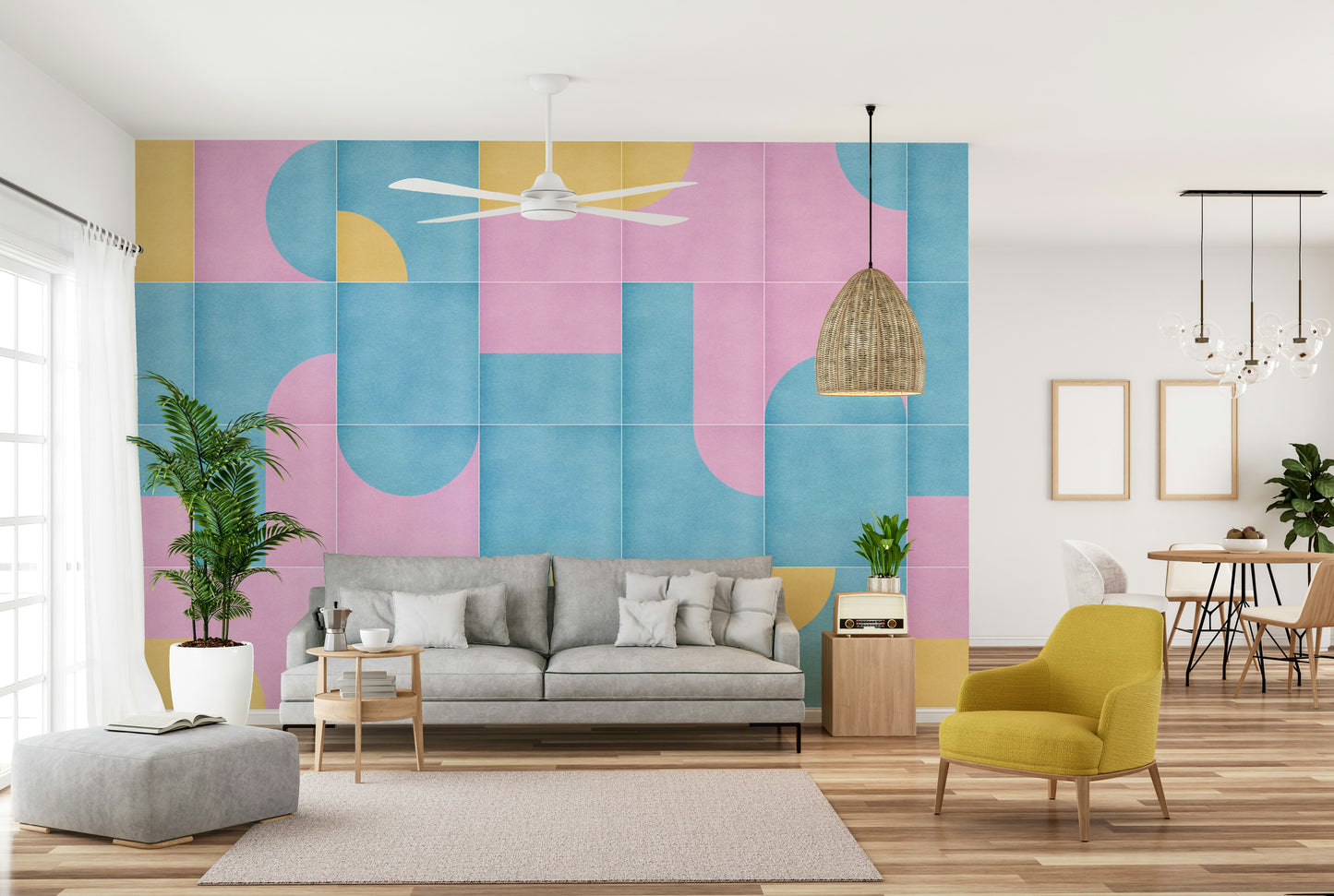 Subtle vintage tile wallpaper for walls

