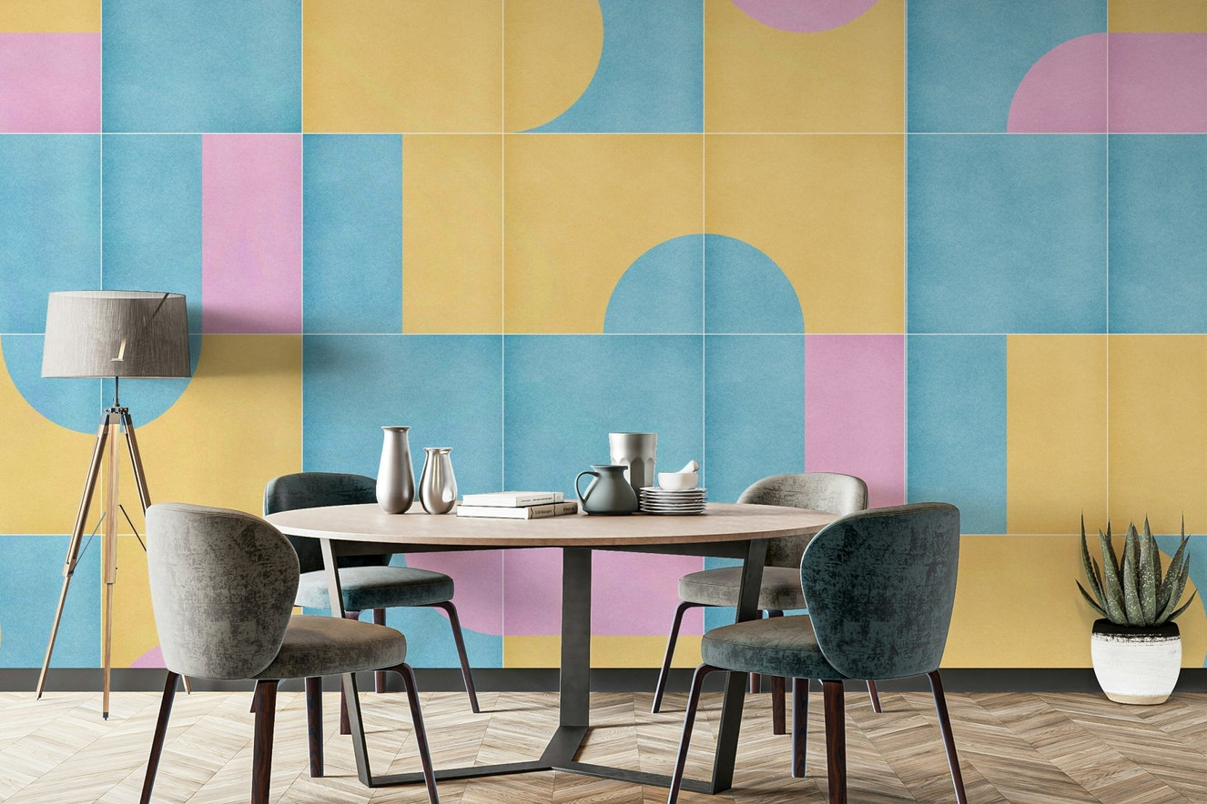 Retro Tiles 12 mural wallpaper with tile design