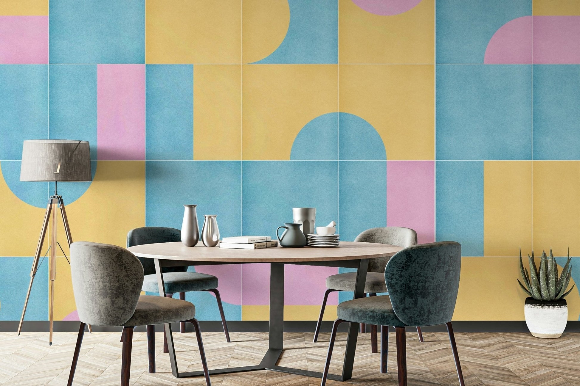 Retro Tiles 12 mural wallpaper with tile design, GD2592
