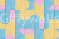 Artistic retro wall mural with tile layout, GD2592