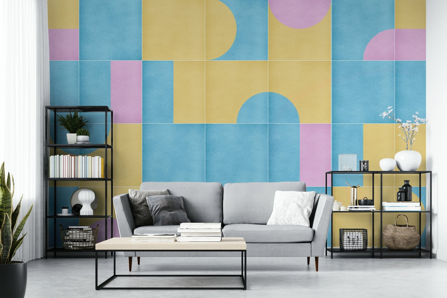 Retro wallpaper with faded geometric pattern, GD2592