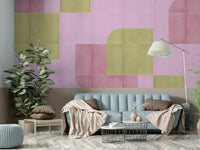 Soft-tone tile mural wallpaper design