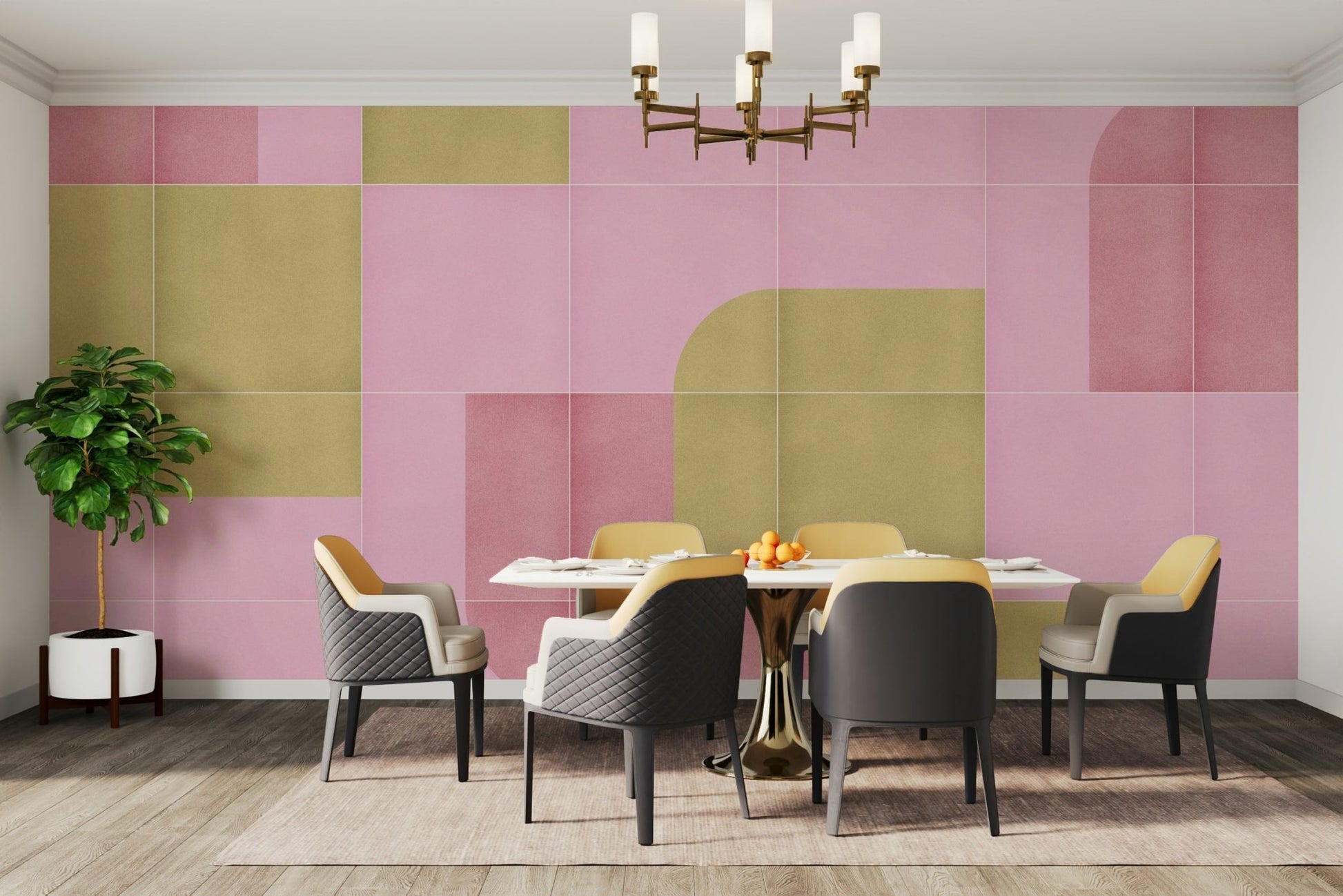 Geometric tile wallpaper for calm spaces