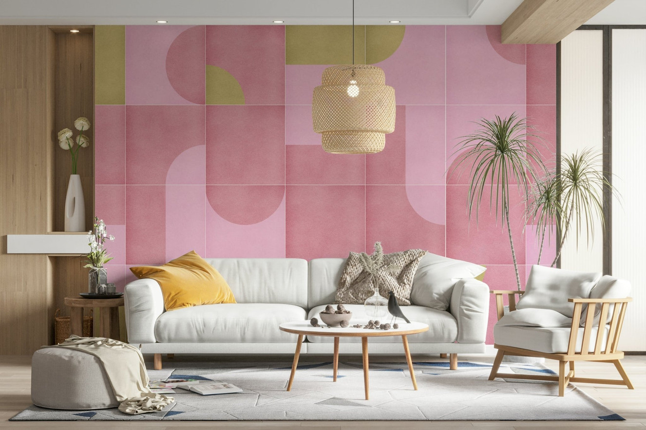 Retro Tiles 14 wall mural with soft tile pattern

