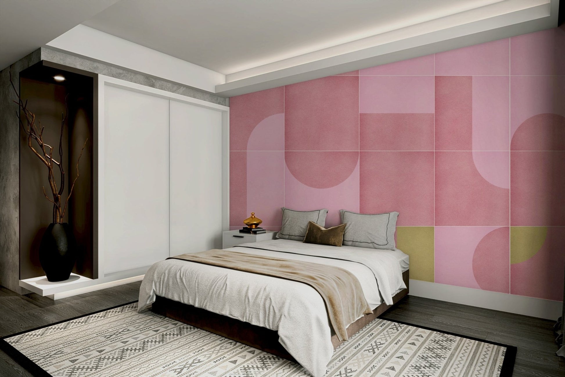 Soft-toned tile wallpaper for walls

