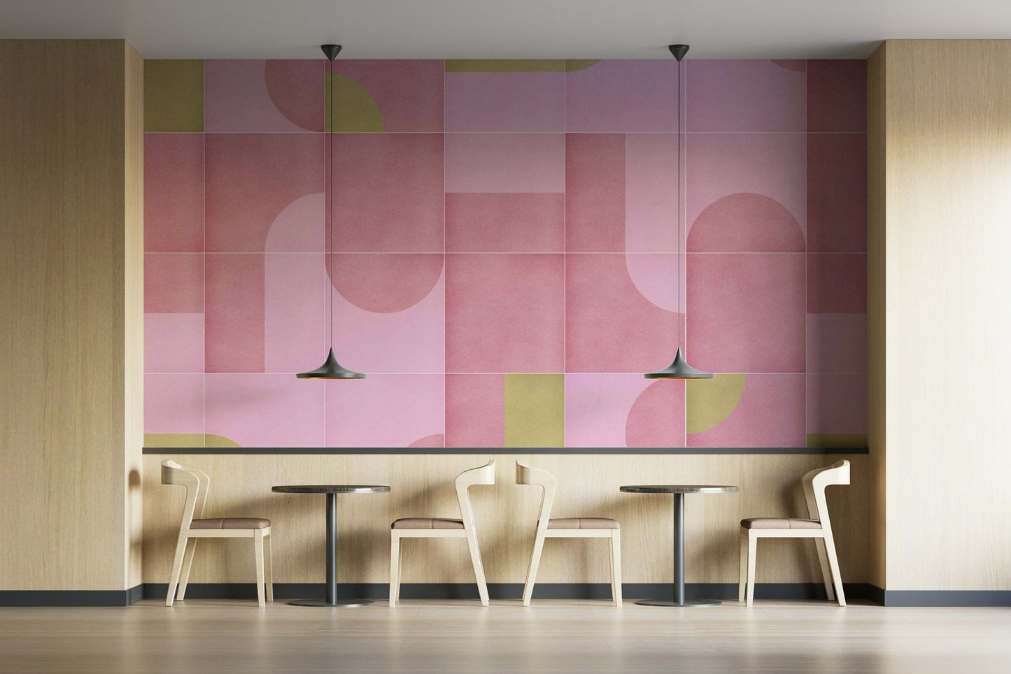 Muted geometric tile print wallpaper

