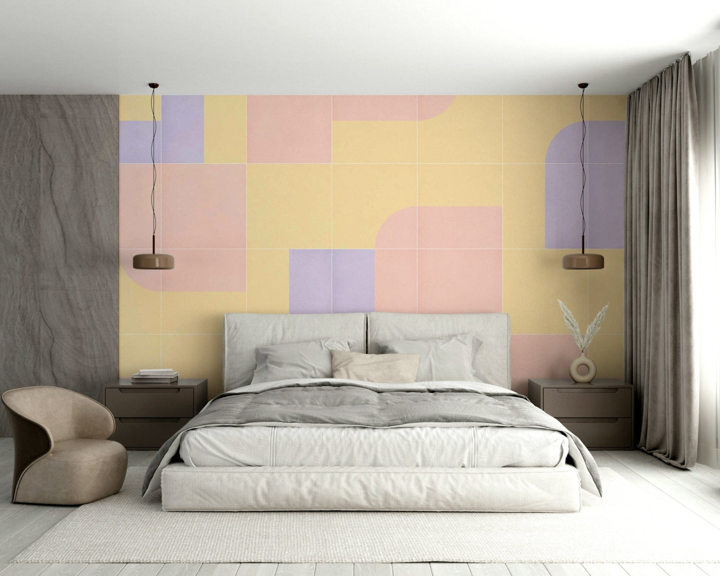 Bold geometric tile design wall mural
