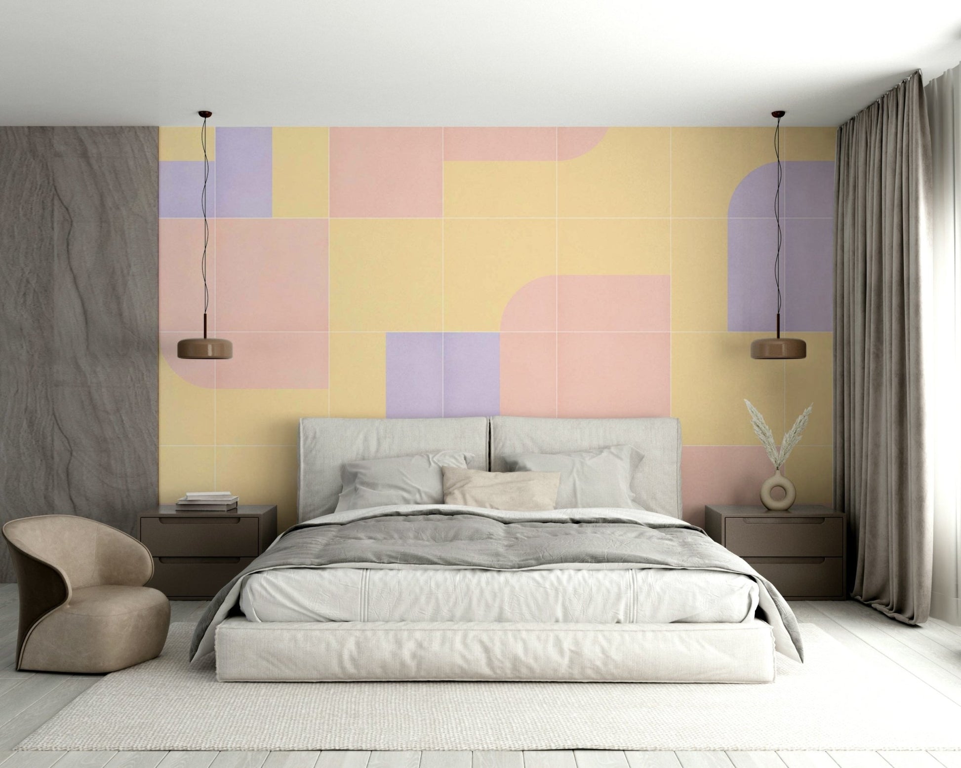 Bold geometric tile design wall mural
