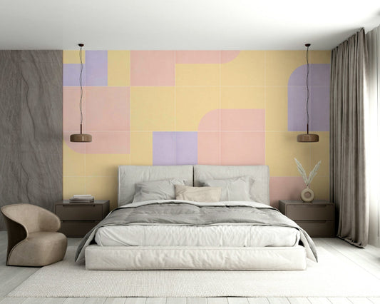 Bold geometric tile design wall mural, GD2596